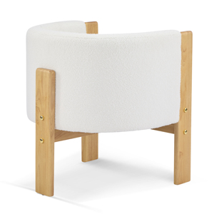 Upholstered Dining Chairs <b>Set</b> of 2, Natural Rubber Wood Frame and <b>White</b> Boucle Fabric - Product Image 6