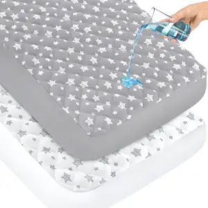 Baby Fitted Crib Sheet Mattress Protector Extra Soft Breathable Waterproof Quilted Crib Mattress Pad Cover