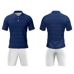 Custom Blue Soccer Polo Shirts And Shorts Factory Make Football Uniforms Top Quality Football Polo T-Shirt Printing