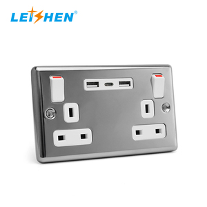 Ổ cắm điện tường LEISHEN kim loại màu xám mờ, hai lỗ, chuẩn UK, 2 <span class=keywords><strong>gang</strong></span>, 13 Amp, có công tắc, dành cho thị trường Anh/Châu Phi - Product Image 6