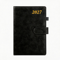 Carnet à couverture souple en cuir A5 vintage 2027 avec rabat et boucle, impression feuille d'or, logo personnalisé, agenda quotidien professionnel, journal