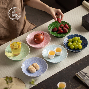 Assiette à fruits sur pied en porcelaine, motif Nuages Auspicieux, style Charme Ancien, ronde 6 pouces, pour thé et collations, pour la maison et les fêtes, luxe rétro - Product Image 4