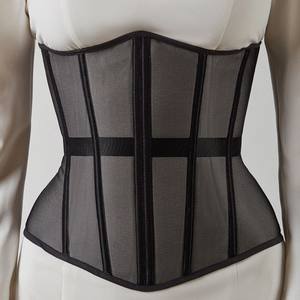 2022 حار بيع إينستاجرام الأزياء الأسود مشد قمم الإناث المرأة العصرية مثير Underbust عارية شبكة مشد حزام مدرب خصر - Product Image 4
