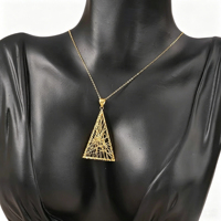 Collar con Colgante de Gota de Agua Atrapasueños Clásico de Oro Sólido de 18K Personalizado, Diseño Hueco, Joyería Fina de Oro Saudí