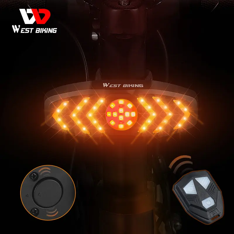 West Biking Waterproof Safety Bicycle Light Remote Control Direct Bike Rear Light Cycling Taillight Bike Turn Signal Led Light
