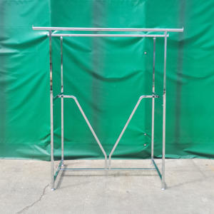 डबल रेल एच परिधान रैक स्टोर कपड़ों के लिए भारी शुल्क क्रोम कपड़े रैक - Product Image 4