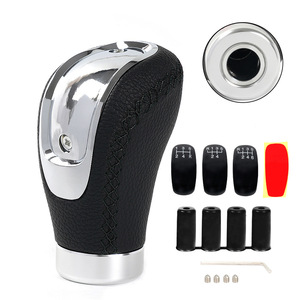 RASTP Car Gear <b>Knob</b> PU Leather 5 6 Speed Manual <b>Shift</b> Stick Ergonomic Design Black Red Line Universal Fit - Product Image 1