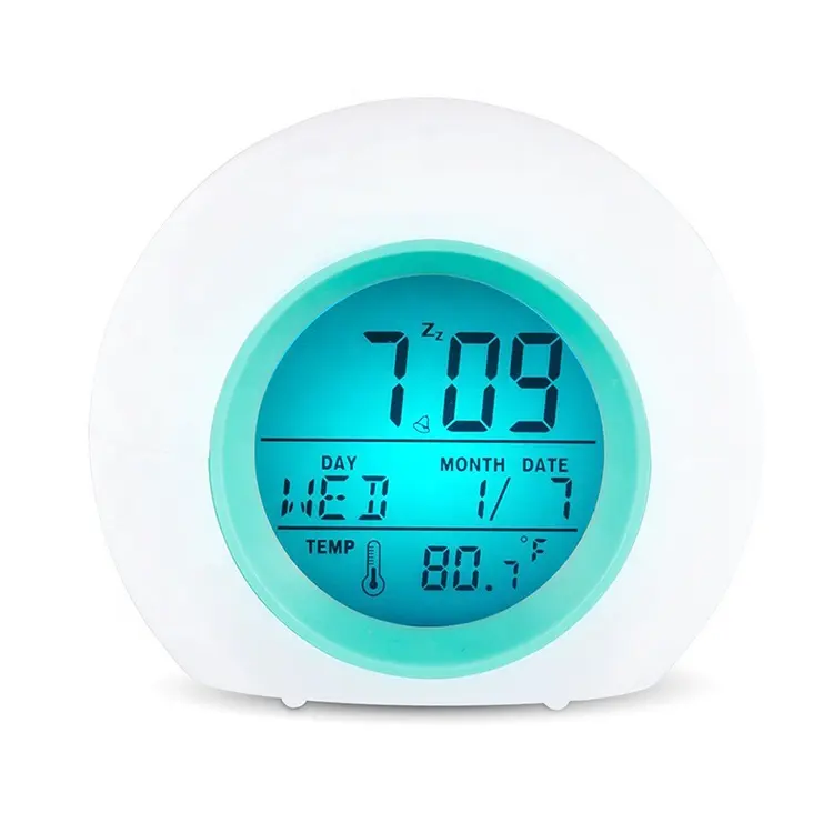 Orologio da tavolo più venduto 2023 elettronico digitale LED luce cambia colore bambino smart table sveglia calendari termometro