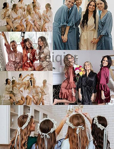 <span class=keywords><strong>Kimono</strong></span> Corto in Raso Personalizzato per <span class=keywords><strong>Donna</strong></span>, <span class=keywords><strong>Vestaglia</strong></span> a Mezza Manica per Matrimoni Estivi - Product Image 5