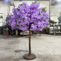 Persediaan Taman Desain Etalase Toko Bunga Palsu Ungu Pohon Sakura Buatan