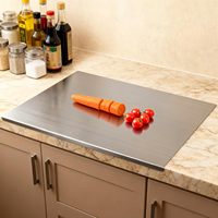 Planche à découper en acier inoxydable 304 pour la cuisine - Grande planche à pain en forme de L, planche à découper double face pour la pâtisserie