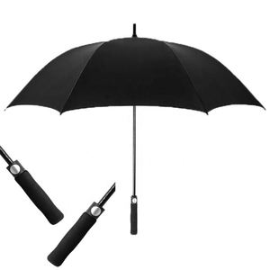 Parapluie classique de haute qualité à trois plis, couleur noire, avec logo de golf imprimé, ouverture automatique, poignée souple, idéal pour les voyages - Product Image 1