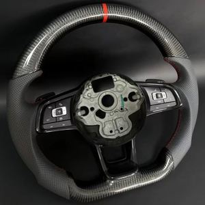 Volante de Cuero de Fibra de Carbono Brillante de Alta Calidad para Volkswagen <span class=keywords><strong>Polo</strong></span> Golf <span class=keywords><strong>6</strong></span> 7 7.5 8 R <span class=keywords><strong>GTI</strong></span> Passat B6 B7 CCMK6 Mk7 - Product Image 5