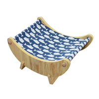 Lit pour chat rectangulaire en peluche écologique avec rembourrage en mousse, coton et lin, structure en bois, amovible, lavable, portable, pour intérieur, motif imprimé, emballage carton