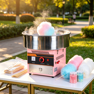Commercial Cotton <b>Candy</b> <b>Machine</b> Automatic Filament Maker Stainless Steel Bowl Pink <b>Candy</b> Floss Maker for Mobile Stall - Product Image 2