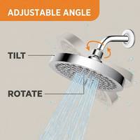 Pommeau de Douche Fixe de Luxe à Haute Pression, Rond de 6 Pouces, avec 90 Buses en Silicone pour Salle de Bain et Usage Domestique