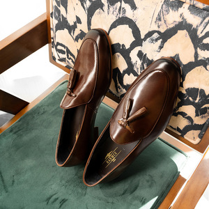 Mocassins en daim marron pour homme, bout carré, à enfiler, dessus en cuir véritable, semelle intérieure rembourrée, bureau et carrière, toutes saisons - Product Image 3