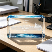 Trofeo Rectangular de Cristal Neelpure 129561 con Patrón de Barco Grabado en 3D Personalizado para Premios Corporativos