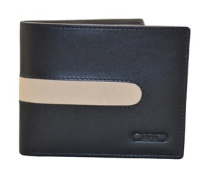 Portefeuille à deux volets en cuir de vache noir personnalisé pour hommes en cuir véritable pur pleine fleur avec fermeture ouverte bloquant la longévité RFID - Product Image 1