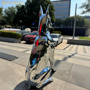 カスタマイズされた屋外ステンレス鋼電気メッキ犬像ホームデコレーション犬の彫刻ガードドーベルマン犬の彫刻 - Product Image 5