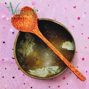 ช้อนไม้มะพร้าวธรรมชาติอันเป็นเอกลักษณ์ช้อนมะพร้าวรูปหัวใจทำด้วยมือของขวัญจากธรรมชาติขนาด18ซม - Product Image 5