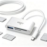 Lecteur de cartes SD et TF Type-C Plug-and-Play, avec port USB 2.0 intégré pour appareil photo numérique, ordinateur de bureau et téléphones compatibles USB-C