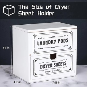 <strong>Wood</strong> Lightweight Dryer Sheet Holder Hinged Lid Farmhouse Rustic Container <strong>Box</strong> <strong>Laundry</strong> Room Decor Organization Fabric Pods - Product Image 3