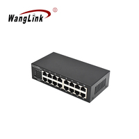 Mini Switch Ethernet de 16 Puertos 10/100Mbps Sin Administración, Carcasa Metálica, Plug and Play, Montaje en Pared o Escritorio, Hub de Red
