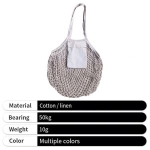 Sac en filet réutilisable personnalisé, sac de courses portable en coton et lin, sac fourre-tout avec logo - Product Image 3