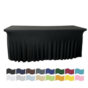 Amazon Hot Selling <strong>Black</strong> Spandex Stretch Wrinkle Resistant <strong>Table</strong> Skirt <strong>Table</strong> <strong>Clothes</strong> for Rectangle <strong>Tables</strong> - Product Image 2