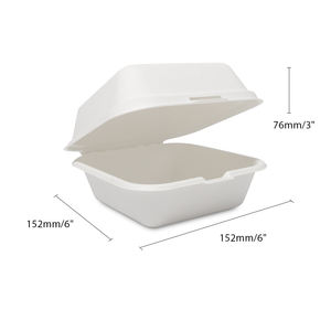 Fiambrera desechable de caña de azúcar para <span class=keywords><strong>microondas</strong></span>, papel para llevar, catering, hamburguesa, caja de comida, caja de hamburguesa biodegradable con logotipo - Product Image 5