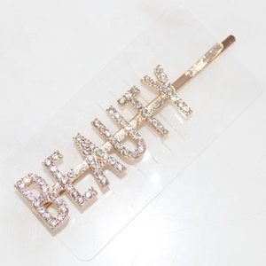 Pinzas para el pelo personalizadas con letras mayúsculas de diamantes de imitación, doradas, para niñas, con letras <span class=keywords><strong>inglesas</strong></span> personalizadas, brillantes, para novias, bodas, elegantes. - Product Image 1