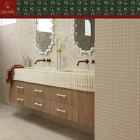 Meuble-lavabo mural moderne en onyx blanc GOLDKING avec double vasque et tiroir pour projets de salles de bain de villas et appartements