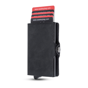 Casekey Wholesale Unisex Vintage Short PU Leather RFID Slim Minimalist Cardholder <b>Wallet</b> Card Case Pop Card <b>Holder</b> - Product Image 1
