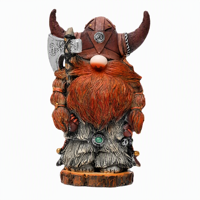 Figurine de guerrier gnome viking en résine peinte à la main avec hache, décoration de la mythologie nordique, objet de collection, ornement de bureau pour les joueurs et la mancave