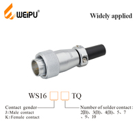 Connecteur de câble métallique mâle WEIPU WS16-TQ en zinc à 2, 3 ou 4 broches, fiche aviation avec gaine en PVC