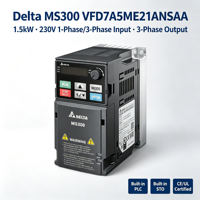 Variateur de fréquence vectoriel original ME300 1,5 kW monophasé 230 V VFD7A5ME21ANSAA certifié CE IP20 avec modèle STO pour convoyeurs