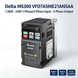 Nuevo Variador de Frecuencia (VFD) Original con Control Vectorial ME300 1.5KW Monofásico 230V VFD7A5ME21ANSAA Certificado CE IP20 con Modelo STO para Transportadores - Product Image 1