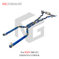 Knalpot Catback Titanium Alloy ING untuk BMW M8 LCI 4.4T S63 V8 dengan Katup Standar Muffler, Pipa Balap Otomatis, Sistem Knalpot