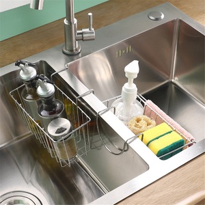 Modern Stainless Steel <b>Kitchen</b> Sink Sponge Drain <b>Rack</b> with Multifunctional Rag Steel Ball Storage Hanging Basket for Hotel Use - Product Image 2