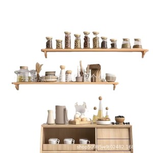 Wooden <b>Wall</b> <b>Mounted</b> <b>Shelf</b> Rectangle Living Room Storage Rack Solid Wood Display <b>Shelves</b> For Home Decoration - Product Image 2