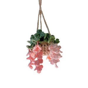 Ciondolo per auto a forma <span class=keywords><strong>di</strong></span> cesto intrecciato a mano, con pianta decorativa finta, novità, regalo - Product Image 4
