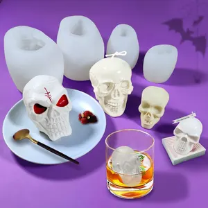 2022 حار بيع هالوين 3D DIY الجمجمة شمعة معطرة قالب من السيليكون مصنع مباشرة