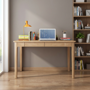 Wood <b>Computer</b> <b>Desk</b> with Drawer for Home Office Study <b>Space</b> <b>Saving</b> Design - Product Image 1