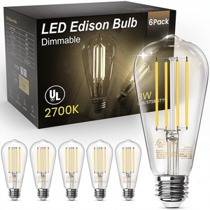 <strong>Edison</strong> Vintage ST64 Lamp Bulb <strong>E27</strong> Base Remote Control Switch Tungsten <strong>Filament</strong> Glass <strong>LED</strong> Nipple Bulb - Product Image 1