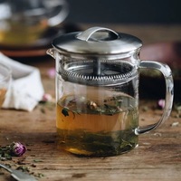Théière en verre borosilicate résistant à la chaleur pour le bureau, design floral, usage domestique, nouveau style chinois, utilisation en voyage, couvercle en verre, poignée en verre
