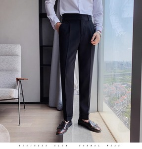 TONGYANG <span class=keywords><strong>Pantaloni</strong></span> da Uomo a Matita Eleganti da Ufficio Modello Business con Pinces, alla Moda, Vita Alta, Vestibilità Slim, Stile Vintage - Product Image 4