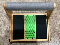 Tabouret ottoman ergonomique en bambou à 5 hauteurs réglables avec support de barre d'éponge pour le dos pour la maison ou le travail sous le bureau