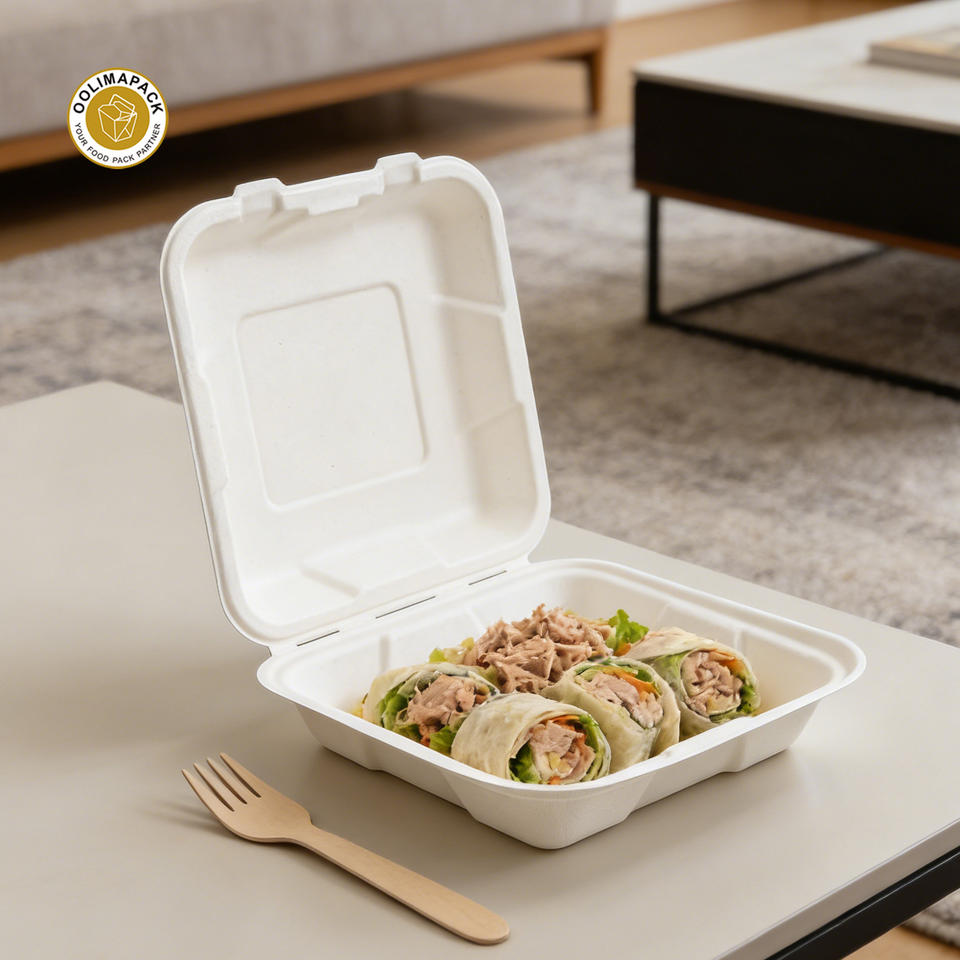 OOLIMA Biodegradable Disposable Sugarcane Bagasse Rigid Food Packaging ...