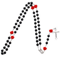 SUXUAN – collier chapelet gothique en Imitation de perle violette de 8mm /6mm, collier religieux croix notre-dame